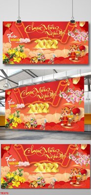 File tranh file in baner tết 2023 phông tết tất niên khai xuân TE272 (bản gốc) in lụa dán tường