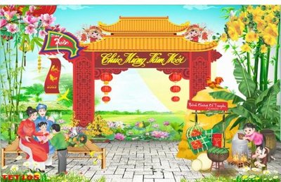 File in lụa file in baner tết 2023 phông tết tất niên khai xuân TET105 (tân cổ điển) file in baner tết 2023 phông tết tất niên khai xuân TET105