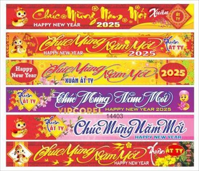 Download file gốc file băng rôn chúc mừng năm mới 2025 TET1403 (in lụa) nghệ thuật