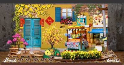 File gốc File tiểu cảnh tết check in phông tết 2025 TET1475 (in tráng gương) hiện đại