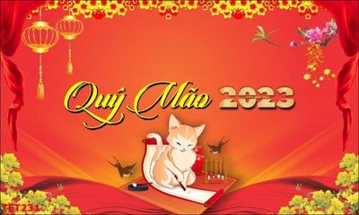 File gốc file in baner tết 2023 phông tết tất niên khai xuân TET231 (phong cách) cổ điển