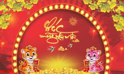 File PSD file in baner tết 2023 phông tết tất niên khai xuân TET245 (gốc) cho designer