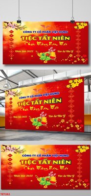 Tải file tranh gốc file in baner tết 2023 phông tết tất niên khai xuân TET262 chất lượng cao