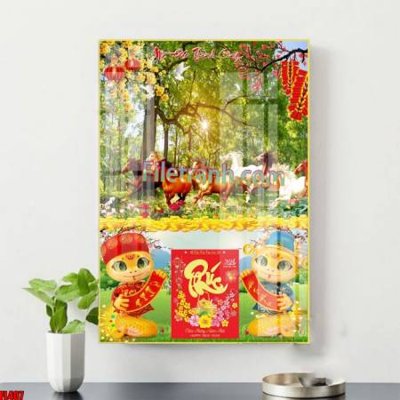 File gốc File in tranh đốc lịch tết block lịch ất tỵ con rắn FL407 (thiết kế) độc quyền