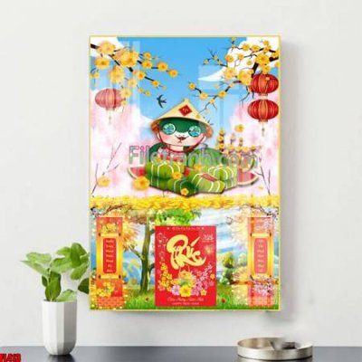 File tranh File in tranh đốc lịch tết block lịch ất tỵ con rắn FL413 (file gốc) chuẩn màu in