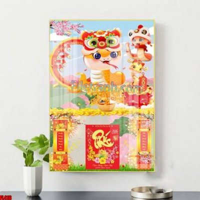 Ảnh mô tả file gốc in mica File in tranh đốc lịch tết block lịch ất tỵ con rắn FL416