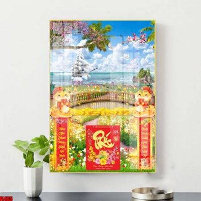 File gốc File in tranh đốc lịch tết block lịch ất tỵ con rắn FL435 (in tráng gương) hiện đại
