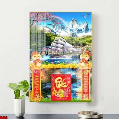 File tranh File in tranh đốc lịch tết block lịch ất tỵ con rắn FL439 (bản gốc) in lụa 5D