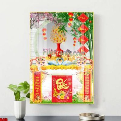 File gốc File in tranh đốc lịch tết block lịch ất tỵ con rắn FL445 (in lụa) tranh thuận buồm