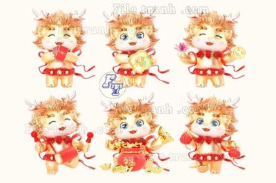 File tranh Anh rong cute 3D (20)(1) (bản gốc) in lụa dán tường