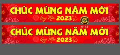 File gốc Băng rôn chúc mừng năm mới 2023 #2 (in tráng gương) hiện đại