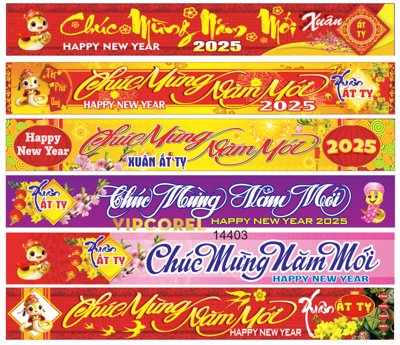 File gốc Băng rôn chúc mừng năm mới 2025 file corel #2 (chuẩn CMYK) cho nhà in