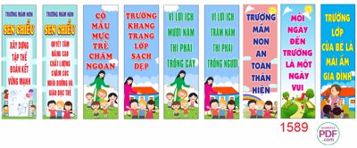 Download file gốc Bảng dọc Slogan mầm non file PDF & CDR (in mica) trang trí
