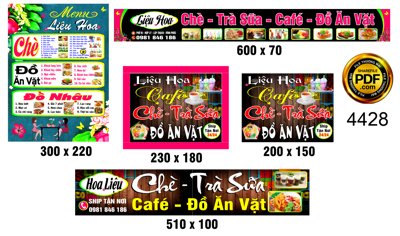 File PSD Bảng hiệu Đồ uống ăn vặt quán Liệu Hoa (nguyên bản) cho thiết kế