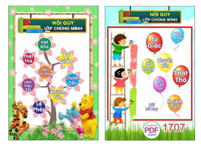 File tranh Bảng nội quy lớp học #3 file PDF & CDR (gốc) chủ đề con người