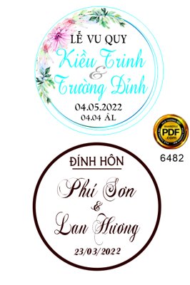 File gốc Bảng tên đám cưới hình tròn 2023 #5 file corel x7 (in mica) làm quà tặng