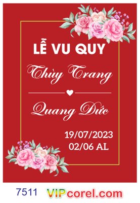File PSD Bảng tên lễ vu quy wedding tone màu đỏ file corel (gốc) cho designer
