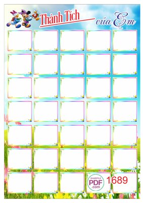 Tải file gốc in lụa Bảng thành tích của em trường mầm non file PDF & CDR siêu nét