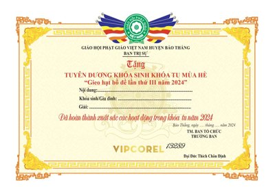 File gốc Bằng khen tặng khóa tu mùa hè 2024 vector (in mica) cắt laser