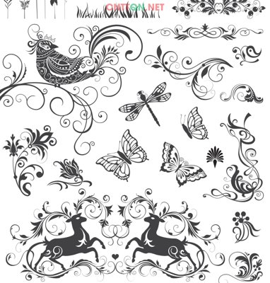 File gốc Bộ hoa văn trang trí kiểu Vintage đẹp Corel (PNG) chất lượng cao