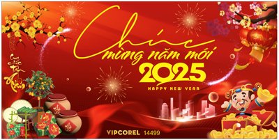 File gốc Backdrop Chúc mừng năm mới 2025 #202 file corel (in lụa) cao cấp