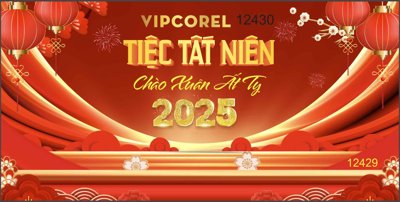 File gốc Backdrop Chúc mừng năm mới 2025 vector corel #156 (in lụa) trang trí tường