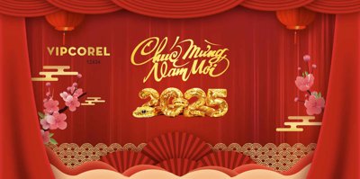 Ảnh gốc Backdrop Chúc mừng năm mới 2025 vector corel #160 (độ nét cao) in mica