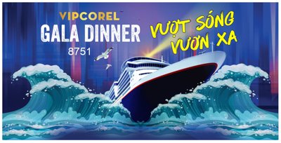 File tranh Backdrop Gala dinner vượt sóng vươn xa file corel (file gốc) chuẩn màu in