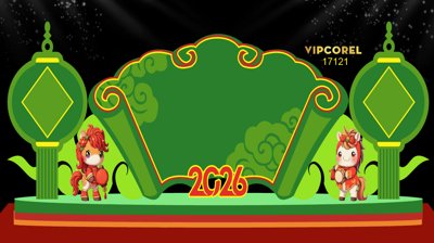 File in trần Backdrop Happy New Year 2026 file corel #101 (file gốc) xuyên sáng