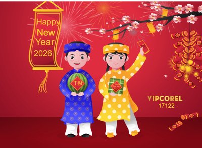 Mua file ảnh gốc Backdrop Happy New Year 2026 file corel #102 (chất lượng cao)