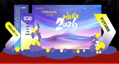 Tải file tranh gốc Backdrop Happy New Year 2026 file corel #105 chất lượng cao