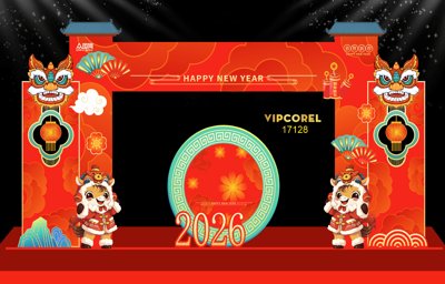 Tải xuống file tranh gốc Backdrop Happy New Year 2026 file corel #108 (PSD/TIFF)