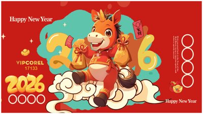 File gốc in ấn Backdrop Happy New Year 2026 file corel #113 chuẩn màu CMYK