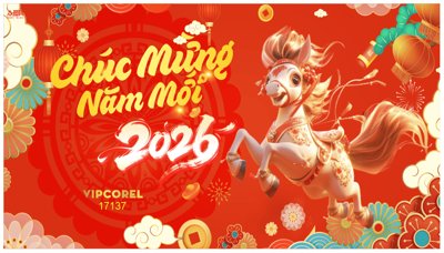 File gốc Backdrop Happy New Year 2026 file corel #117 (phiên bản chuẩn) để in ấn