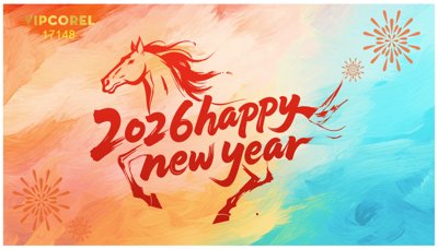 File tranh trang trí Backdrop Happy New Year 2026 file corel #128 (tải file gốc)