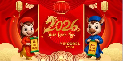 File in trần Backdrop Happy New Year 2026 file corel #13 (bản gốc) mây trời