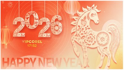 File in ấn Backdrop Happy New Year 2026 file corel #132 (bản gốc) chất lượng cao