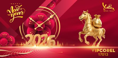 File tranh Backdrop Happy New Year 2026 file corel #20 (gốc) phong cách tối giản