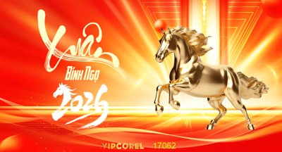 Tải file Backdrop Happy New Year 2026 file corel #43 (gốc) in tranh tráng gương