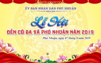 File gốc in mica Backdrop Lễ Hội đền cô Ba xã Phú Nhuận 2019 CDR chất lượng