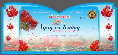 Tải file gốc Backdrop Lễ Kỷ Niệm 20 năm ngày ra trường - một thời và mãi mãi (bản PSD) còn layer