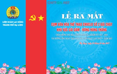 File tranh Backdrop Lễ Ra Mắt cụm văn hóa thể thao file CDR (bản gốc) in lụa 3D