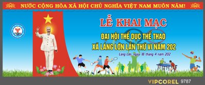 Ảnh mô tả file gốc in mica Backdrop Lễ khai mạc đại hội thể dục thể thao