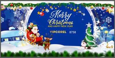 File ảnh Backdrop Merry chrismas and happy new year 2024 (gốc) trang trí khách sạn