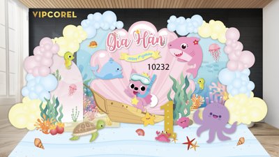 Tải file Backdrop Party sinh nhật Gia Hân #52 file .AI (gốc) chủ đề hoa sen