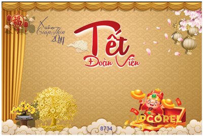 Ảnh gốc Backdrop Tết đoàn viên - xuân giáp thìn 2024 #65 (độ nét cao) in tráng gương