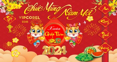 Download file gốc Backdrop Tết xuân giáp thìn 2024 vector #80 (in mica) trong suốt
