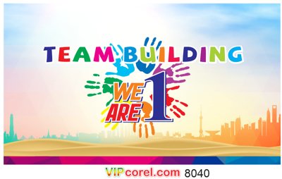 File in trần Backdrop Team building We are one #3 file corel (bản gốc) mây trời