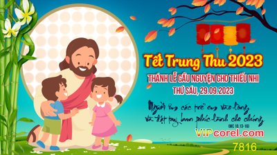 File tranh in trần 3D Backdrop Thánh lễ cầu nguyện cho thiếu nhi - trung thu (ảnh gốc)