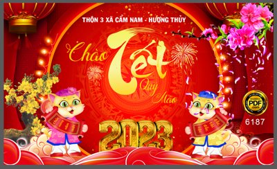 File tranh Backdrop chào Tết Quý Mão thôn 3 xã Cẩm Nam (bản gốc) treo phòng ăn